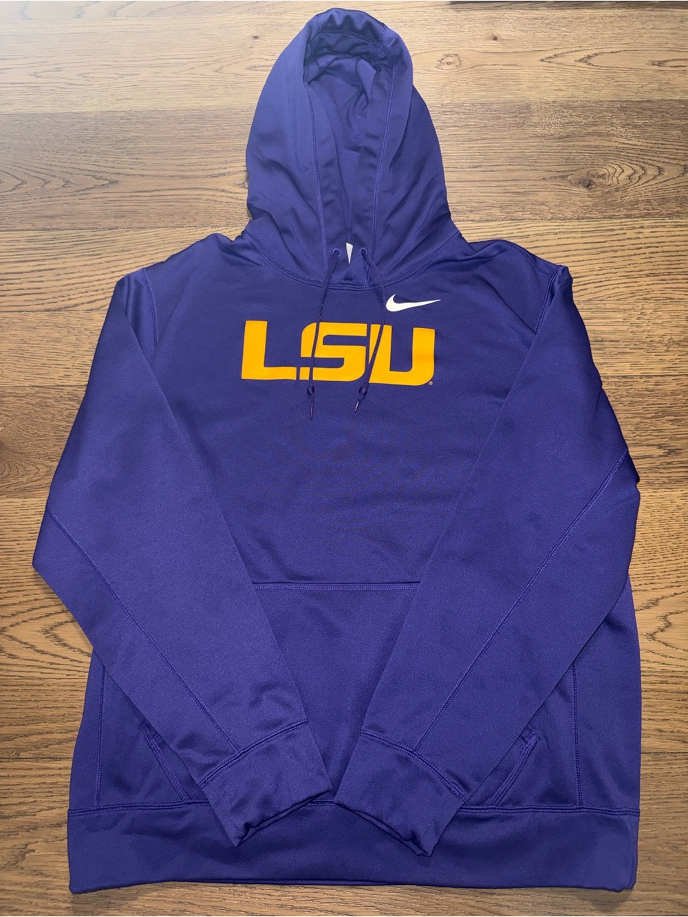 Nike Therma-Fit Purple Hoodie with Gold LSU Logo & White Swoosh